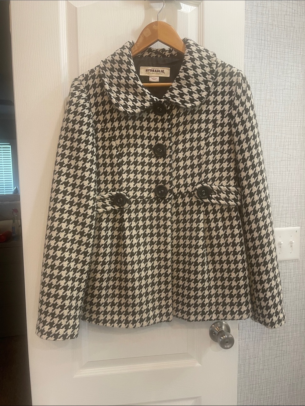 Hydraulic Black & White Houndstooth Peacoat